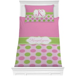 Pink & Green Dots Comforter Set - Twin XL (Personalized)