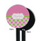 Pink & Green Dots Black Plastic 5.5" Stir Stick - Single Sided - Round - Front & Back