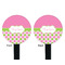 Pink & Green Dots Black Plastic 7" Stir Stick - Double Sided - Round - Front & Back