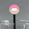 Pink & Green Dots Black Plastic 7" Stir Stick - Round - Main