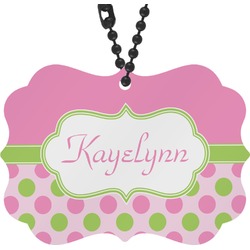 Pink & Green Dots Rear View Mirror Charm (Personalized)