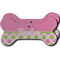 Pink & Green Dots Ceramic Flat Ornament - Bone Front & Back Double Print