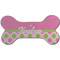 Pink & Green Dots Ceramic Flat Ornament - Bone Front