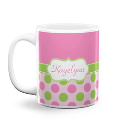 Pink & Green Dots Coffee Mug (Personalized)
