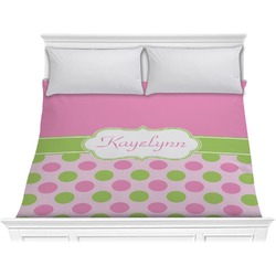 Pink & Green Dots Comforter - King (Personalized)