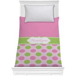 Pink & Green Dots Comforter - Twin (Personalized)