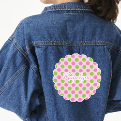 Pink & Green Dots Twill Iron On Patch - Custom Shape - 2XL - Set of 4 (Personalized)