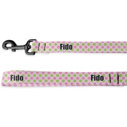 Pink & Green Dots Deluxe Dog Leash (Personalized)