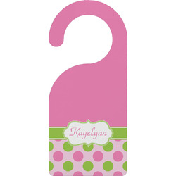 Pink & Green Dots Door Hanger w/ Name or Text