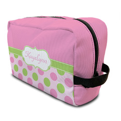 Pink & Green Dots Toiletry Bag / Dopp Kit (Personalized)
