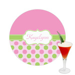 Pink & Green Dots Printed Drink Topper -  2.5" (Personalized)