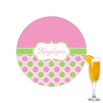 Pink & Green Dots Printed Drink Topper - 2.15" (Personalized)