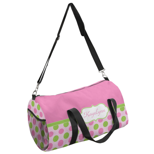 Custom Pink & Green Dots Duffel Bag - Small (Personalized)