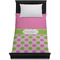 Pink & Green Dots Duvet Cover - Twin - On Bed - No Prop