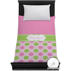 Pink & Green Dots Duvet Cover - Twin (Personalized)
