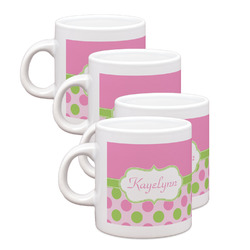 Pink & Green Dots Single Shot Espresso Cups - Set of 4 (Personalized)