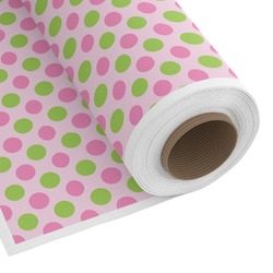 Pink & Green Dots Fabric by the Yard - Copeland Faux Linen