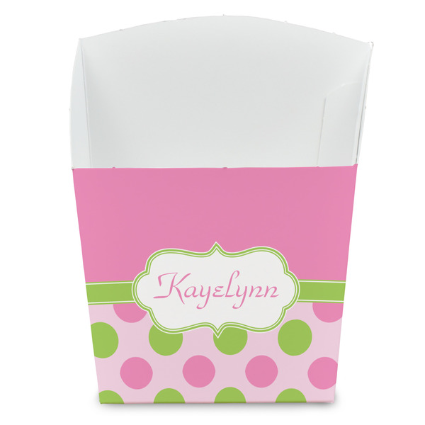 Custom Pink & Green Dots French Fry Favor Boxes (Personalized)