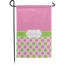 Pink & Green Dots Small Garden Flag - Single Sided w/ Name or Text