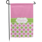 Pink & Green Dots Small Garden Flag - Double Sided w/ Name or Text