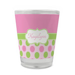 Pink & Green Dots Glass Shot Glass - 1.5 oz - Single (Personalized)