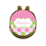 Pink & Green Dots Golf Ball Marker - Hat Clip - Gold