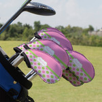 Pink & Green Dots Golf Club Iron Cover - Set of 9 (Personalized)