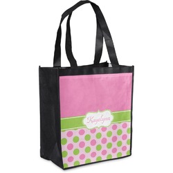 Pink & Green Dots Grocery Bag (Personalized)