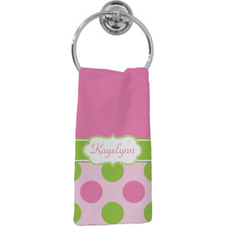 Pink & Green Dots Hand Towel - Full Print (Personalized)