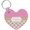 Pink & Green Dots Heart Keychain (Personalized)