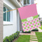 Pink & Green Dots House Flags - Single Sided - LIFESTYLE