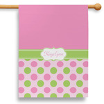 Pink & Green Dots 28" House Flag - Single Sided (Personalized)