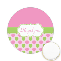 Pink & Green Dots Printed Cookie Topper - 2.15" (Personalized)