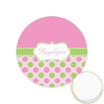 Pink & Green Dots Printed Cookie Topper - 1.25" (Personalized)