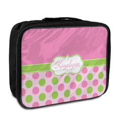 Pink & Green Dots Insulated Lunch Bag w/ Name or Text