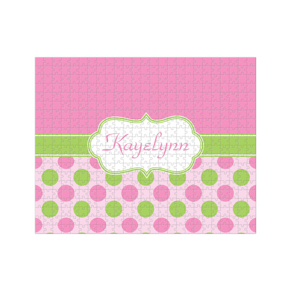 Custom Pink & Green Dots 500 pc Jigsaw Puzzle (Personalized)