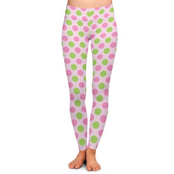 Pink & Green Dots Ladies Leggings - Small