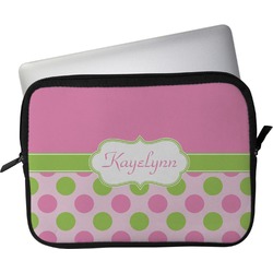 Pink & Green Dots Laptop Sleeve / Case - 13" (Personalized)