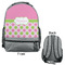 Pink & Green Dots Large Backpack - Gray - Front & Back View