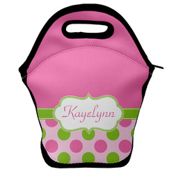 Pink & Green Dots Lunch Bag w/ Name or Text