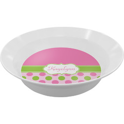 Pink & Green Dots Melamine Bowl - 12 oz (Personalized)