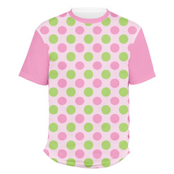 Pink & Green Dots Men's Crew T-Shirt - Medium