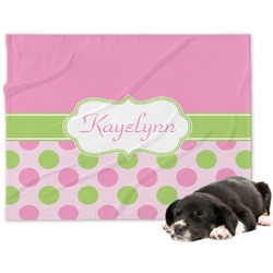 Pink & Green Dots Dog Blanket - Large (Personalized)