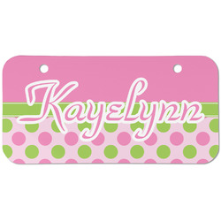 Pink & Green Dots Mini/Bicycle License Plate (2 Holes) (Personalized)