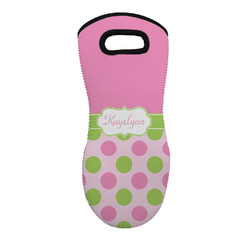 Pink & Green Dots Neoprene Oven Mitt w/ Name or Text