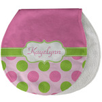 Pink & Green Dots Burp Pad - Velour w/ Name or Text