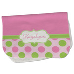 Pink & Green Dots Burp Cloth - Fleece w/ Name or Text