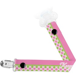 Pink & Green Dots Pacifier Clip (Personalized)