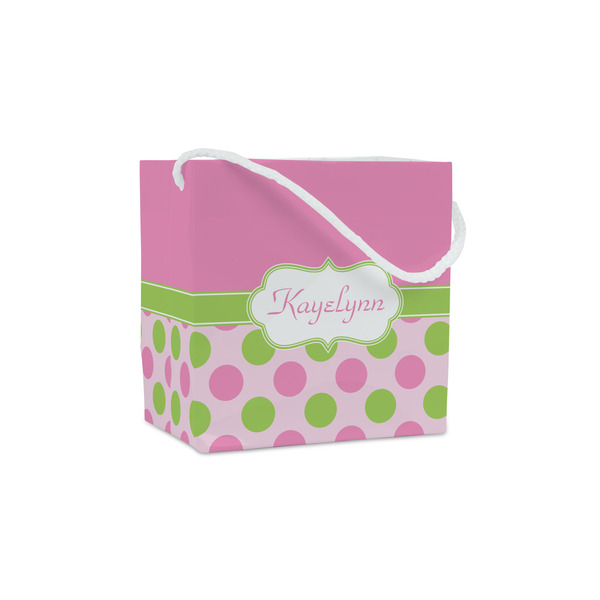 Custom Pink & Green Dots Party Favor Gift Bags - Matte (Personalized)