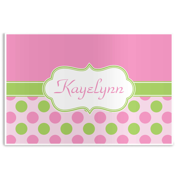 Custom Pink & Green Dots Disposable Paper Placemats (Personalized)